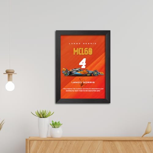 Image of TenorArts Lando Norris Poster Frame F1 Racing Car MCL 60 Formula One Photo Framed Painting with Matt Finish Black Textures (12 inches x 9inches)