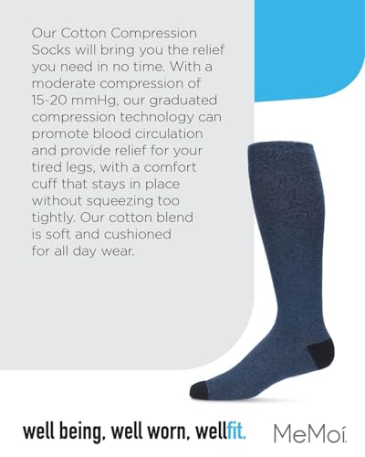 Image of MeMoi Wellfit Unisex Multi Striped Cotton Blend 15-20mmHg Graduated Compression Socks