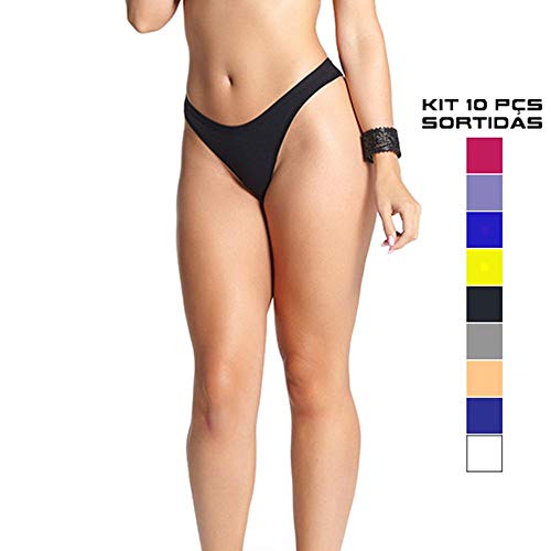 Kit Calcinha Cotton Algodão Tanga 10 peças M