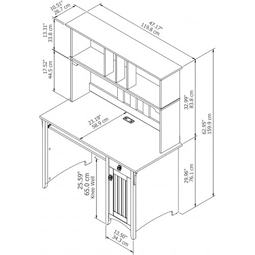 image for Bush Furniture Salinas Computer Desk with Hutch | Study Table with Dra