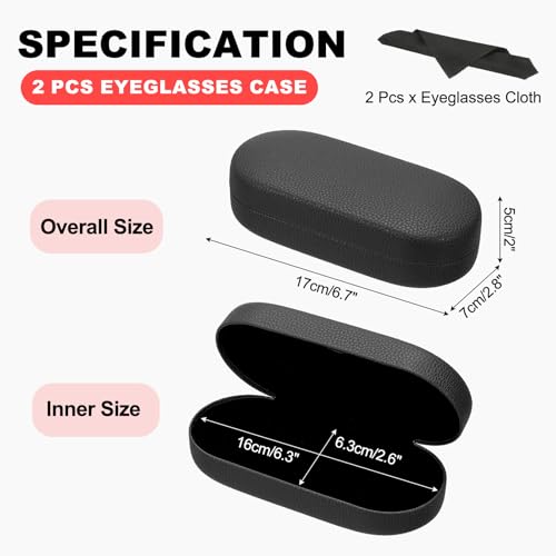 Image of PATIKIL Hard Shell Eyeglasses Case, PU Leather Large Glasses Case Litchi Grain Protective Sunglasses Organizer