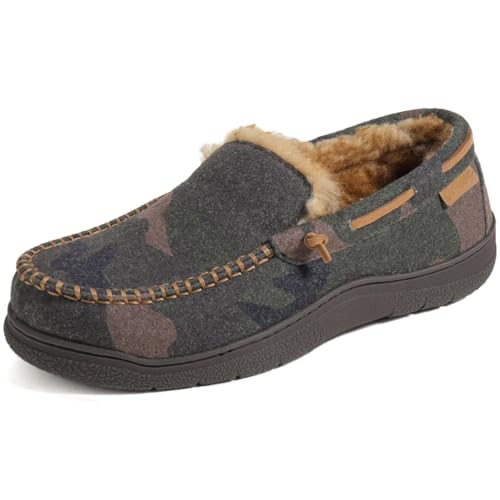 Zigzagger Mens Moccasin Slippers Memory Foam House Shoes Indoor and Outdoor Warm Loafer Slippers(Camouflage 11)