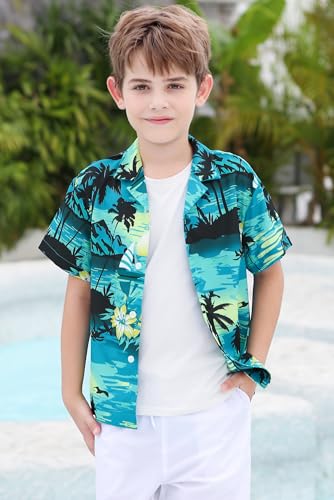 Image of Cromoncent Matching Hawaiian Outfits for Family, Dad and Son Matching Luau Beach Tropical Shirts Mommy Daughter Tropical Sets