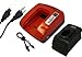 PowerSmart Universal Charger for BLACK & DECKER 7.2-18V Battery A9251, A9252, A9262, A9267, A9274, A9275, A9276, A9282, A9527, FSB96, PS120, PS120A, PS130, PS130A, PS140, PS140A, PS145 - Built-in dual USB ports (Red)