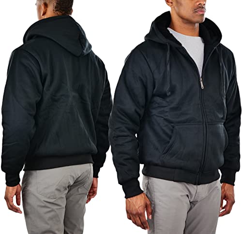 Image of ToBeInStyle Men's Polar Fleece Long Sleeve Zip Up Kangaroo Pocket Cold Weather Hoodie Jacket