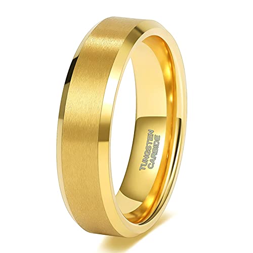 Zakk Anillos para hombre y mujer, oro de carburo de tungsteno cepillado, anillos de compromiso, alianzas, anillos de boda, anillos de, Tungsteno.