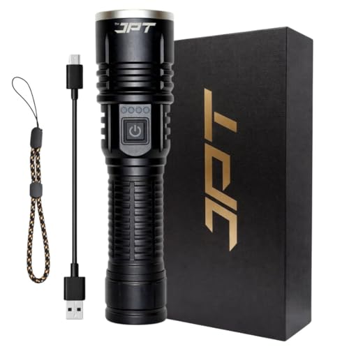 Image of JPT 20000 Lumens Tactical LED Flashlight | Upto 2.5KM Long Beam | 5800mAh Rechargeable Battery | 3 Light Modes | IP67 Waterproof Aluminium Torch
