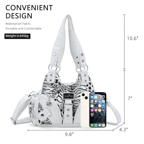 Image of Angel Kiss Purses for Women Small Hobo Shoulder Bags Vagen Leather Multi-Pocket Tote Bag with Zipper