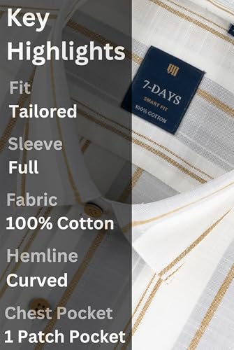 Image of 7-DAYS Men's Premium Striped Shirt - 100% Cotton, Tailored Fit (Between Slim & Regular), Full Sleeve, with Pocket - Smart Office & Casual Look