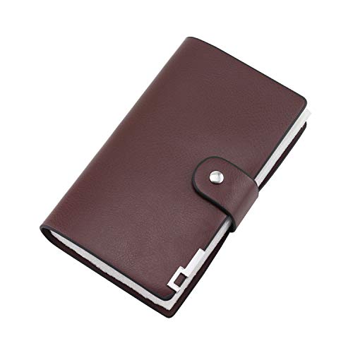 Tegg Coffee Large Capacity Leather Card Holders Book Double Hasp Business Name ID Credit Card Keeper Organizer