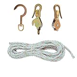 Klein Tools H1802-30S Block and Tackle, Made in USA, with Anchor Hook 259, Blocks 267 and 268 (Spliced)