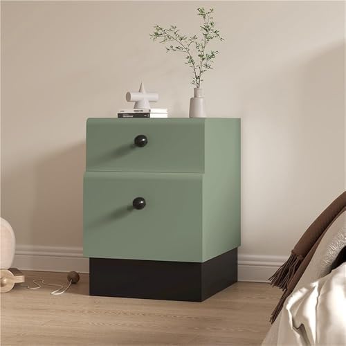 Modern Leather Nightstand - Lightweight Green Bedside Table with Microfiber Leather & Wood - Small Dresser for Bedroom, Living Room, Home Decor (30 cm)