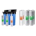 iSpring WGB32B 3-Stage Whole House Water Filtration System w/ 20-Inch Sediment and Carbon Block Filters & F6WGB32B 4.5” x 20” 3-Stage Whole House Water Filter Replacement Pack, 2 Count