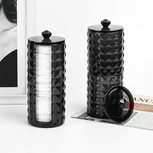 3 STK Wattestäbchen Behälter, Schwarz Wattepadspender, Wattepads Aufbewahrungsbox, Bathroom Organizer für Badezimmer Schminktisch Kosmetik Make Up Ohrenstäbchen Haargummi Aufbewahrung Bad Organizer