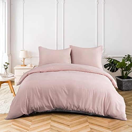 AYSW 16 Couleurs Sets de Housses de Couettes 240x260 cm Double Fermeture Éclair 3 Pièces Microfibre Brossée 100 Fils/cm² + 2 Taies d'oreiller 65x65 cm Rose...