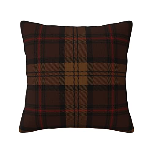 Housse de coussin Motif tartan écossais Marron et rouge 45 x 45 cm