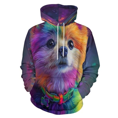Sweat-shirt a capuche col rond homme pull pomeranien parfait pour les sorties urbaines relax