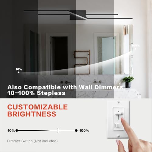 Image of SOLFART Bathroom Vanity Light Dimmable Modern Matte Black Bathroom Light Fixtures Over Mirror 48 Inch LED Lights