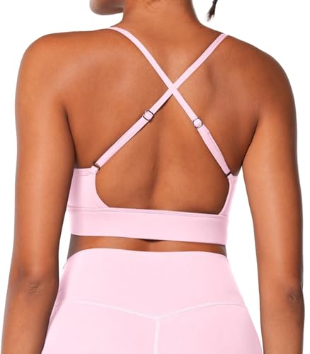 Image of Sunzel Sports Bra for Women, Criss-Cross Open Back Adjustable Strappy Bras, Workout Gym Padded Yoga Bra with Removable Pads