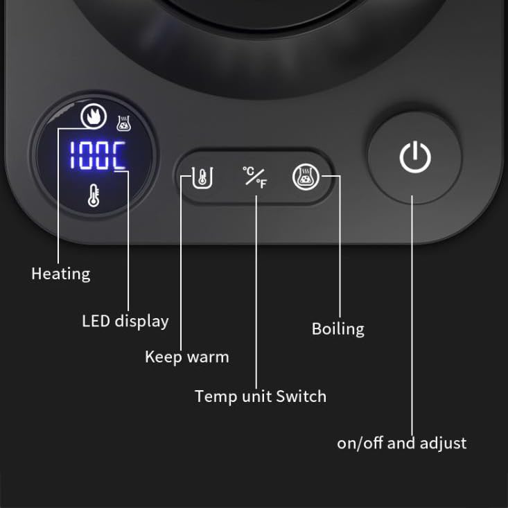 Tetera eléctrica ERICAT 0.9L control temperatura negra miniatura 4