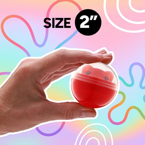 Image of Entervending Empty Clear-Colored Round Capsules 2 inch 25 pcs Bulk 7 Colors Capsule for Toy Gumball Machines Plastic Containers Surprise for Kids Party