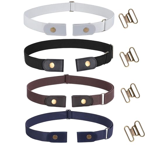 Image of WERFORU No Buckle Stretch Belt for Women and Men Elastic Waist Belt up to 72 Inches for Jeans Pants