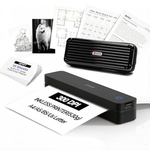 Image of iDPRT Portable Thermal Printer Wireless for Travel, Printers for Home Use, Come with Carry Case& 10 Sheets Thermal Paper, Support 8.5x11 US Letter&A4 Thermal Paper, Compatible with Phone Laptop