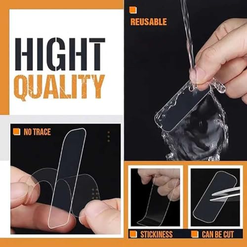 60Pcs Adhesive Tape Double Sided Strips, Removable Nano Non-marking Sticky Pads, Reusable Multifunctional Self Adhesive Strips for Kitchen,Wall,Photo,Car Glass Fixing,Photo etc