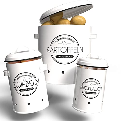LOFTASTIC Vorratsdosen Set mit Sparschäler - Perfekt für Kartoffeln...