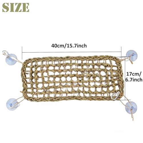 Image of Bird Seagrass Mat Bearded Dragon Hammock Reptile Bridge Hermit Crab Climbing Wall Lizard Lounger Natural Seagrass Woven Net Rat Cage Accessories Hamster Ladder 15.7 inchx 6.7 inch
