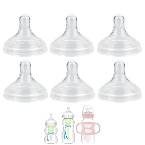 Image of Silicone Nipple for Dr. Brown's Natural Flow Level 2 Wide-Neck Baby Bottle, 3m+, Medium Flow, 6 Count