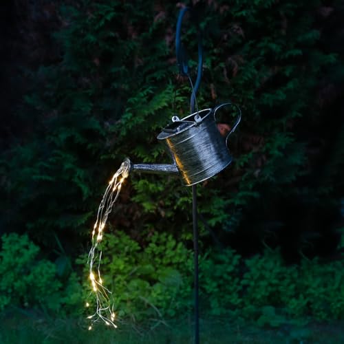 MARELIDA LED Solar Gießkanne mit Erdspieß Wasserfalleffekt Deko Solarleuchte für Garten