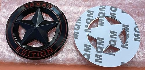 Image of AutoBizarre 3D Raised Matte Black Round Star Texas Edition Metal Monogram Emblem Badge Sticker for All Cars & Bikes