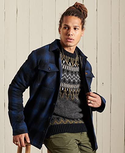 Superdry Wool Miller Overshirt Camicia, Bluefalls