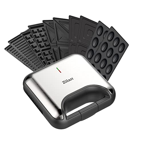 5-in-1 Sandwichmaker Waffeleisen Nussbäcker Kontaktgrill Elektogrill mit Wechselplatten für...