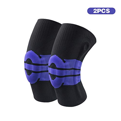 KKmoon 2 peças homens mulheres joelheiras joelheiras de compressão de apoio articular corrida caminh