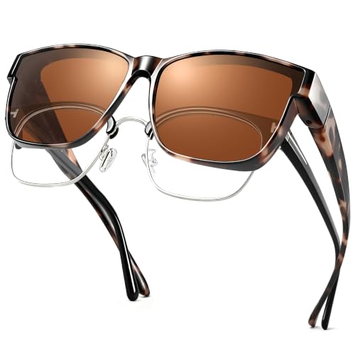Image of URUMQI Polarized Sunglasses Fit Over Glasses for Men Women, Oversized Square Sun Glasses UV400 Protection