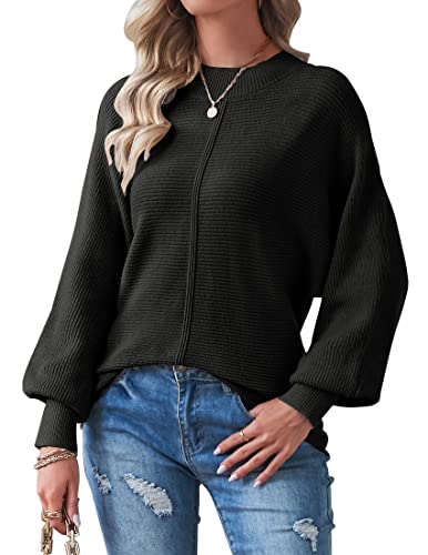 Image of TECREW Women's Batwing Long Sleeve Crew Neck Pullover Sweater Soft Ribbed Knit Sweater Top