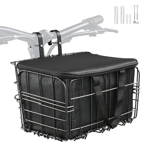 Panier de vélo unisexe avant amovible, grande capacité, adapté pour les vélos électriques, les VTT, les vélos de ville et les vélos de loisirs.(Panier avant...