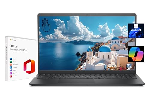 Image of Dell 15.6 inch FHD Touchscreen Laptop, with Free Lifetime Microsoft Office, Intel Core i7-1355U, 16GB RAM, 1TB SSD, Intel UHD Graphics, Windows 11 Pro, Carbon Black