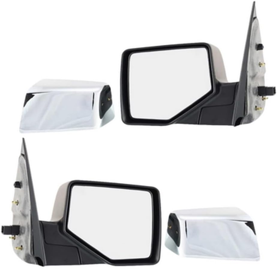 For Ford Explorer 2006 07 08 09 2010 Door Mirror Driver and Passenger Side | Pair | Power | Non-Heated | Chrome | W/Puddle Light | Replacement For FO1320417, FO1321417 | 6L2Z-17683-DAA, 6L2Z-17682-DA
