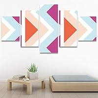 SIGNWIN 5 Panel Canvas Wall Art Modern Art Contemporary Dramatic Geometric Mixed Media Multicolor Patterns for Home Decorations Ready to Hang - 60