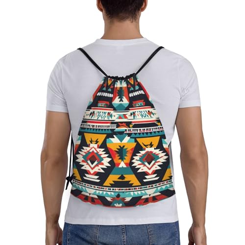 Native American Pattern Print Workout Bag,Gym Drawstring Bag For Men And Women,For Sports,Travel And More2