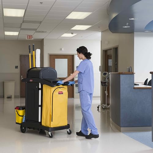Image of Rubbermaid Commercial High Capacity Vinyl Janitorial Cleaning Cart Bag Waste /Trash /Laundry /Linen Collection for Restraurant /Cafe /Office /School /Motel /Facility 34 Gallon Yellow