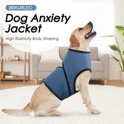 Image of BRKURLEG Dog Anxiety Shirt, Adjustable Anxiety Vest Jacket for Small Medium Large Dogs,Dog Calming Shirt for Thunderstorms, Fireworks, Training & Separation Relief, Lakeblue, L