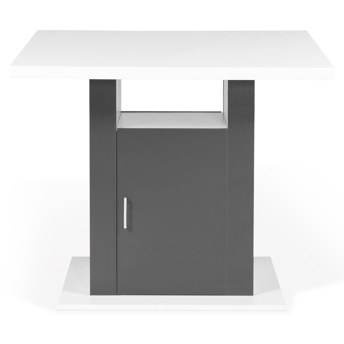 IDMarket - Ilot Central UGO 110 cm Bois Blanc et Gris avec rangements