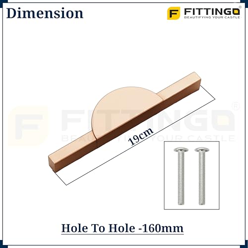 Image of Polo 19 cm Aluminum Wardrobe Handle /Rose Gold TT Finish /160mm Hole to Hole /Modern Wardrobe & Cabinet Pull Handle for Home & Office Furniture /Wardrobe Door Handle - Pack of 2(Left & Right)