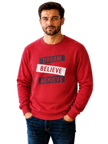 Image of Mack Jonney Men's Printed Fleece Sweatshirt|Full Sleeve Round Neck Winter Sweatshirt for Casual Wear|Travel|Gym & Everyday Style-mj-403