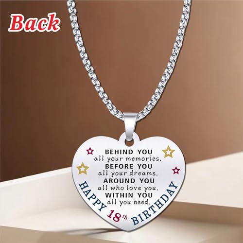 18th Birthday Gifts for Girls - Born In 2007 Birthday Gifts - Engraved Stainless Steel Heart Pendant Necklace - 17 Year Old Girls Birthday Gift3