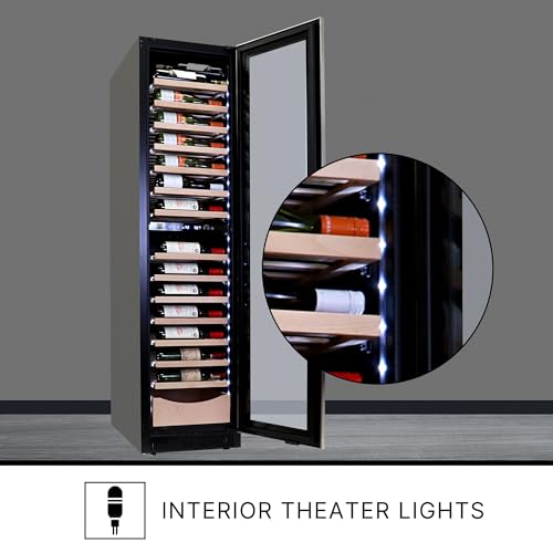 Image of Koolatron Kenmore 111 Bottle Wine Fridge - Freestanding Wine Cooler with Glass Door, 18 In Beverage Can Refrigerator Dual temperature zone, Ideal for Red, White & Sparkling Wine
